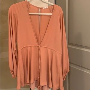 Forever 21 long sleeve romper (orangey pink color)